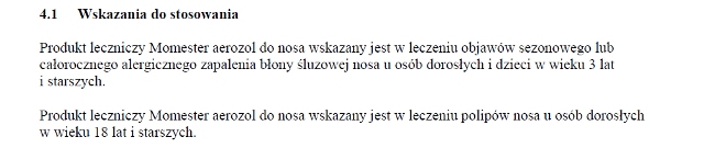 Wskazania wg ChPL