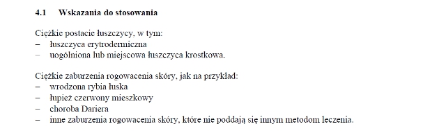 Wskazania wg ChPL