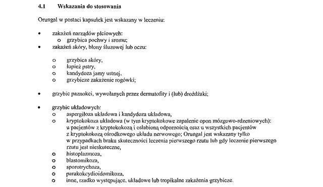 Wskazania wg ChPL