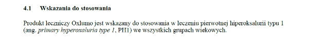 Wskazania wg ChPL