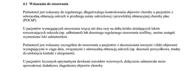 Wskazania wg ChPL