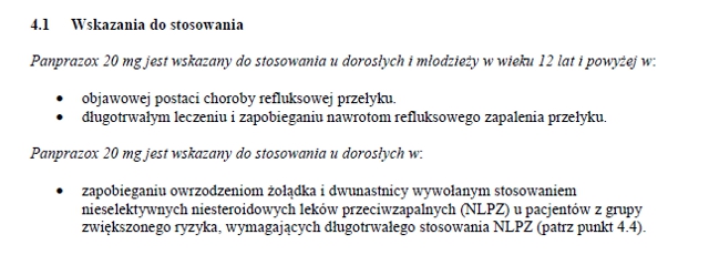 Wskazania wg ChPL