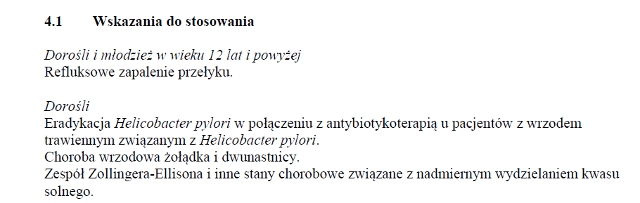 Wskazania wg ChPL
