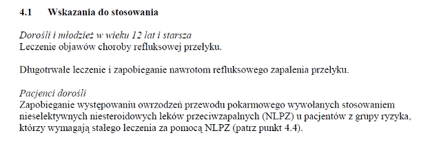 Wskazania wg ChPL
