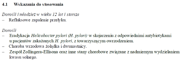 Wskazania wg ChPL