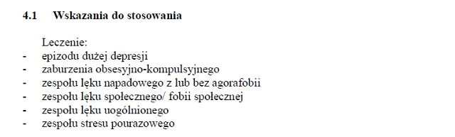 Wskazania wg ChPL