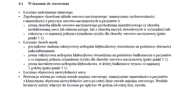 Wskazania wg ChPL