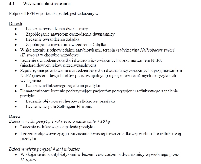Wskazania wg ChPL