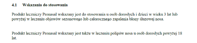 Wskazania wg ChPL