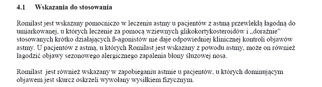 Wskazania wg ChPL