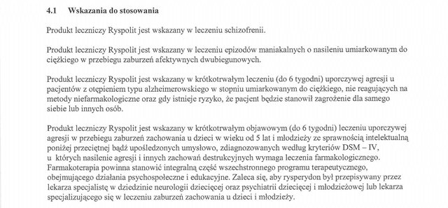 Wskazania wg ChPL