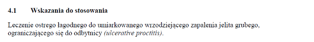 Wskazania wg ChPL