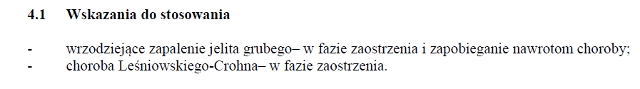 Wskazania wg ChPL