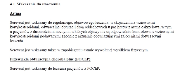 Wskazania wg ChPL