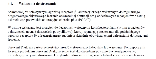 Wskazania wg ChPL