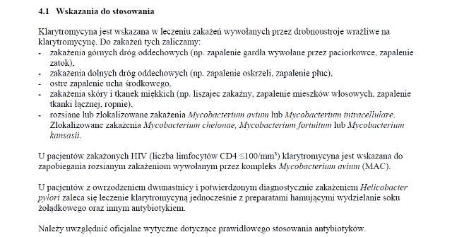 Wskazania wg ChPL