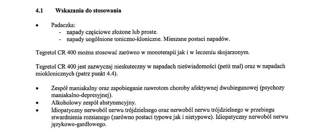 Wskazania wg ChPL