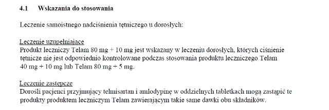 Wskazania wg ChPL