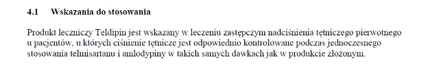 Wskazania wg ChPL