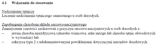 Wskazania wg ChPL