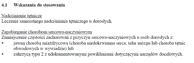 Wskazania wg ChPL