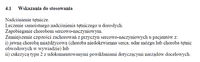 Wskazania wg ChPL