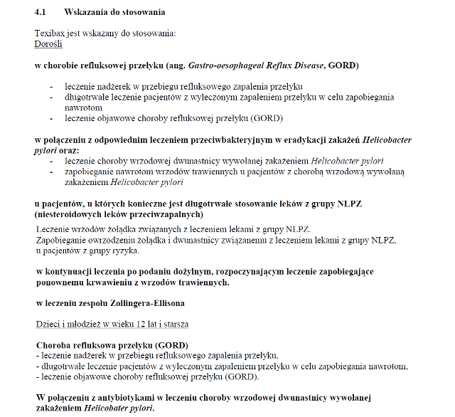 Wskazania wg ChPL