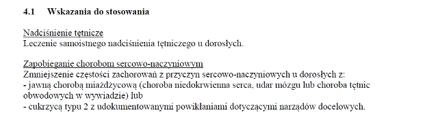 Wskazania wg ChPL