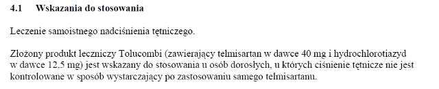 Wskazania wg ChPL