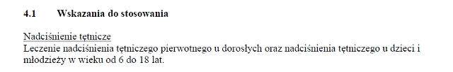 Wskazania wg ChPL