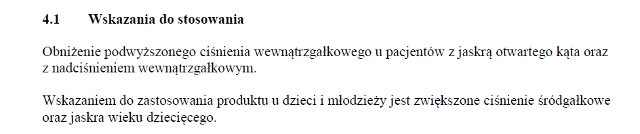 Wskazania wg ChPL