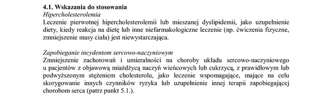 Wskazania wg ChPL