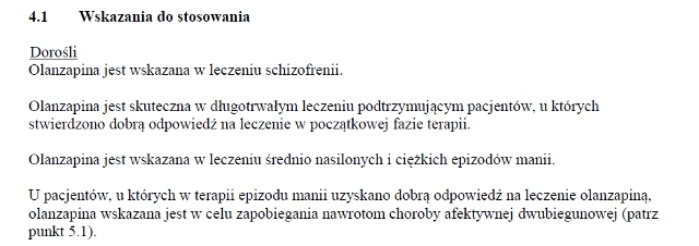 Wskazania wg ChPL