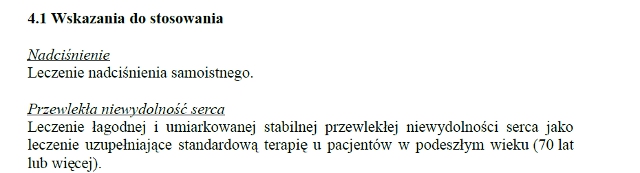 Wskazania wg ChPL